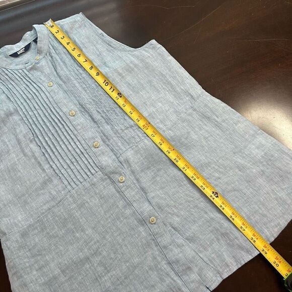 Land’s End Women’s 100% Linen Pintuck Sleeveless Button Up Top Size M - Picture 10 of 12